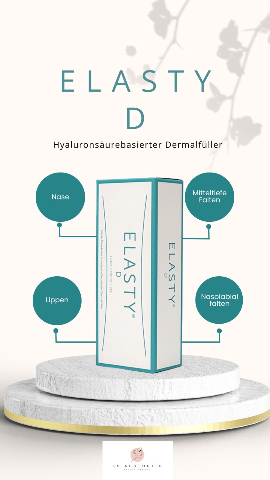 Elasty D Hyaluron Filler 2 x 1 ml für mittlere bis tiefe Falten